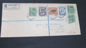 Tonga 1935 Reg. Tin Can Mail Cover to USA