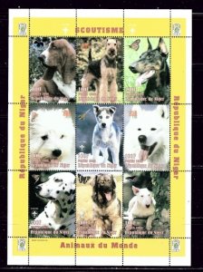 Niger 1009 MNH 1999 Dogs sheet of 9 (an4252)
