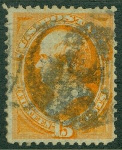 EDW1949SELL : USA 1873. Scott #163 Yellow Orange. Used. PSAG Cert. Catalog $160.