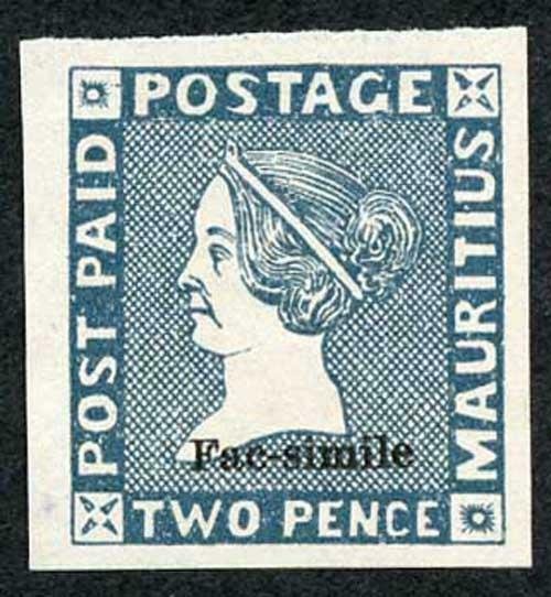 Mauritius Two Pence Sherwin Facsimile (probably 1904/13 Francois Fournier)