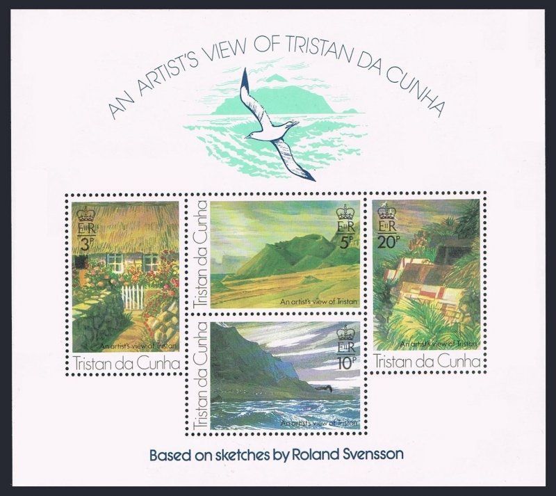 Tristan da Cunha 209-212,212a, MNH. Michel 209-212,Bl.5. Artists view,1976.Bird.