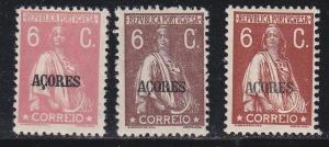 Azores # 173-175, Ceres Issues, Hinged, ThirdCat.