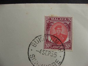 Malaya Johore Sc 144 FDC first day cover TES cachet some foxing see pictures