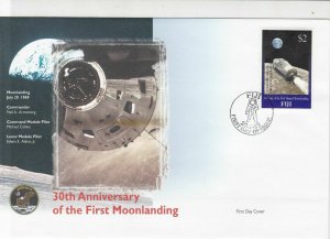 fiji 30th anniversary moon landing stamps cover 1999 ref 19482