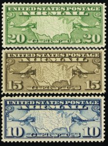 C7-9, Mint VF NH Set of Three Airmail Stamps  * Stuart Katz