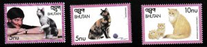 Bhutan Cats (3) Scott 1250-52 VF/NH/(**)