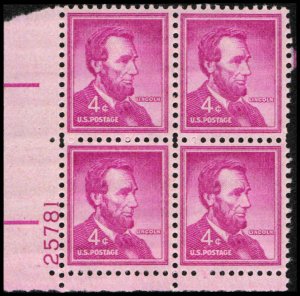 US #1036a LINCOLN MNH LL PLATE BLOCK #25781
