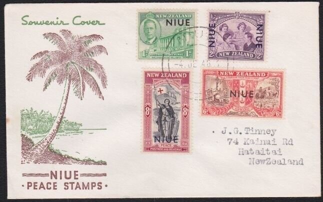 NIUE 1946 Peace set on FDC to New Zealand..................................B3570