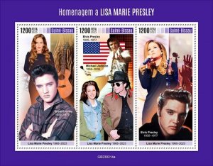 Guinea-Bissau - 2023 Lisa Marie Presley Tribute - 3 Stamp Sheet - GB230214a