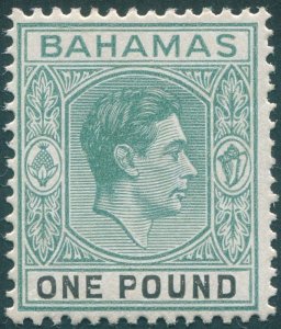 Bahamas 1943 £1 blue-green & black (ordinary paper) SG157a unused