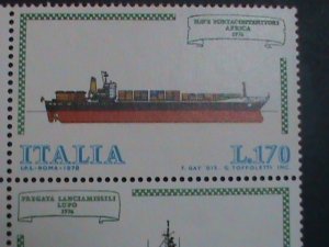 ​ITALY 1978-SC#1326a THE FAMOUS SHIPS OF ITALIAN -MNH BLOCK OF 4 VERY FINE