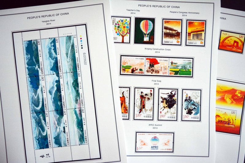 COLOR PRINTED CHINA P.R.C. 2011-2020 STAMP ALBUM  PAGES (144 illustrated pages)