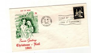 Canada 1965 3c Christmas #443 FDC  Ginn A cachet unaddressed