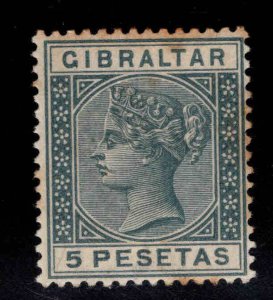 GIBRALTAR Scott 38 5p Steel Blue MH* Queen Victoria CA Wmk 2 CV $50 toned perfs