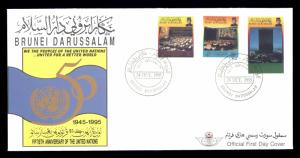 Brunei 1995 50th Anniv Of The United Nations Sc484-486 FDC Un-used