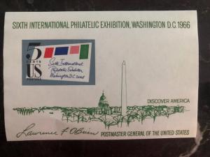 18 USA 6th INTER PHILATELIC EXHIBITION Souvenir Sheets SS 1966 5 CENT MINT MXE 