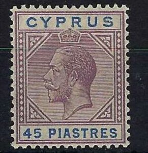 CYPRUS SG99 1923 45pi DULL PURPLE & ULTRAMARINE MTD MINT (d)