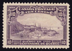 Canada Scott 101 Mint HR OG 1908 10c Dark Violet Quebec Lot OCX2003 bhmstamps