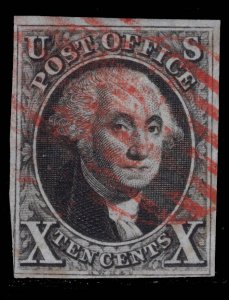 MOMEN: US STAMPS # 2 IMPERF USED $850 LOT #14654-2