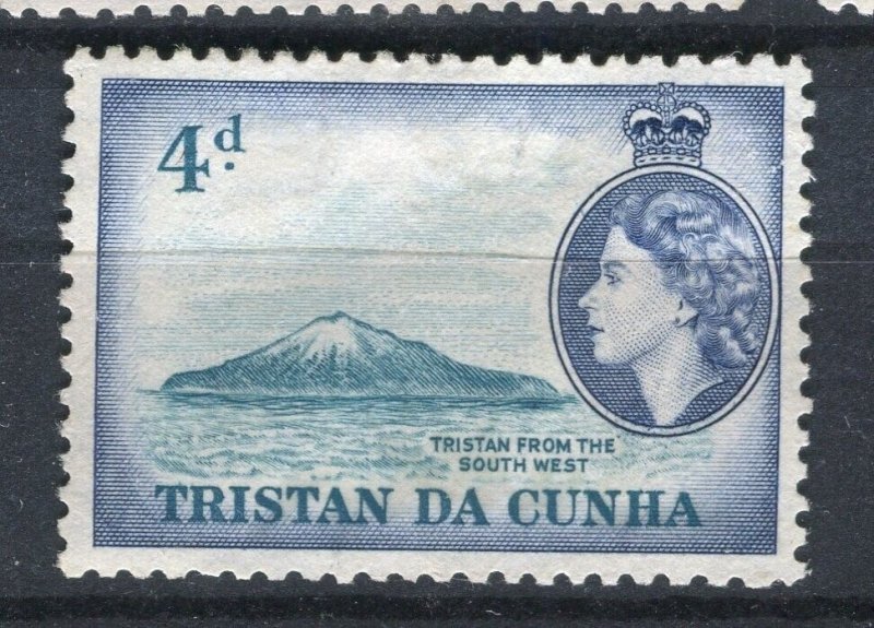 TRISTAN DA CUNHA; 1950s early QEII Pictorial issue fine Mint hinged 4d. value