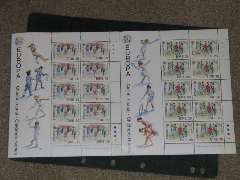 IRELAND, EUROPA  CHILDREN`S GAMES, 2 MINI SHEETS,  MNH