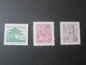 Korea 1957 Sc 252,255,258 MNH