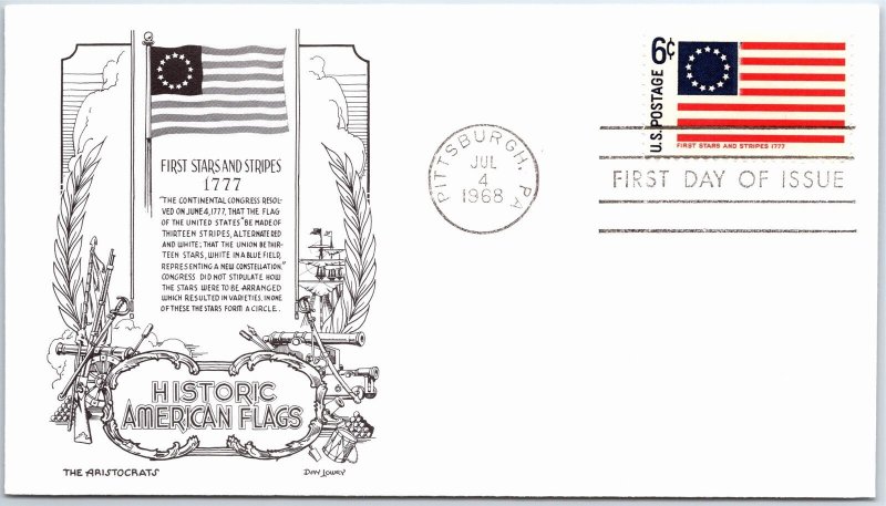 1968 FIRST DAY COVER AMERICAN FLAG SERIES ARISTOCRAT CACHET FIRST STARS & STRIPE