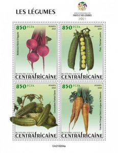 Central Africa - 2021 Vegetables, Beet, Carrots - 4 Stamp Sheet - CA210204a