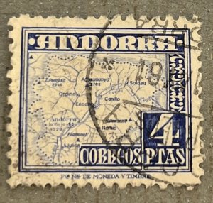 Andorra 48 / 1948-1953 4p Ultra Map Stamp, Used