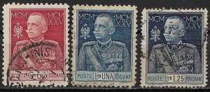1925-6 Italy 175-7 25th Anniversary of King Emmanuel Reign C/S of 3 used