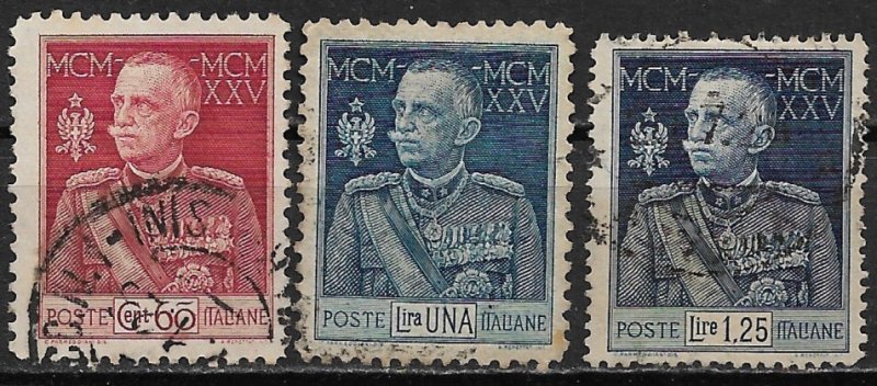 1925-6 Italy 175-7 25th Anniversary of King Emmanuel Reign C/S of 3 used