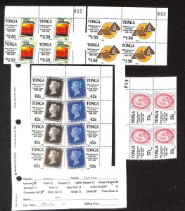 Tonga Postage Stamp, #739-743 Mint NH Blocks, 1990