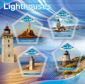 Stamps. LIghthouses 1+1 sheets perf 2021 year Ghana