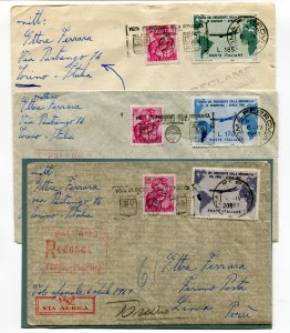Gronchi series of three values on as many airograms forwarded with presidential