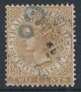 Straits Settlement 1867 SG 11 TWO CENTS Brown Fine USED WMK CROWN CC