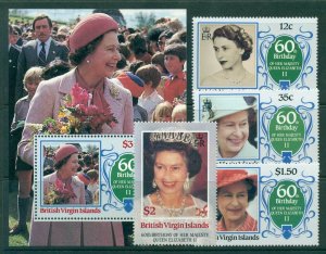 Virgin Is 1986 QEII 60th Birthday + MS MUH Lot30204