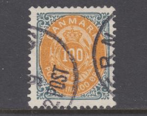 Denmark Sc 52c used. 1902 100o Numeral, inverted frame, crisp cancel, VF.