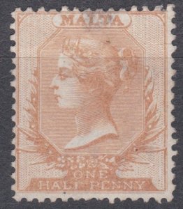 GBC00016/ Malta 1882 Sg18 ½d Orange Yellow Unused Cv £40