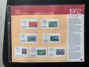 1952 50 YEARS OF U.S. COMMEMORATIVE STAMP Albums Panel of stamps