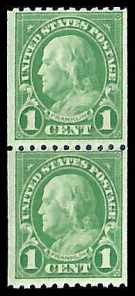 PCBstamps   US # 604 Coil Pair 2c(2x1c)Franklin, MNH, (3)