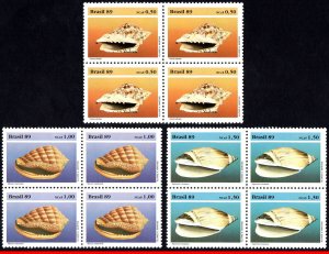 2205-07 BRAZIL 1989 SHELLFISH, CONCHS, MARINE LIFE, MI# 2318-20 C-1645 BLOCK MNH