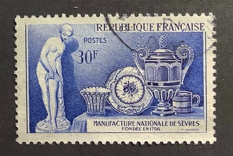 France 1957 Scott 820 used - 10fr,  National Porcelain Industry ,  200th Anniv