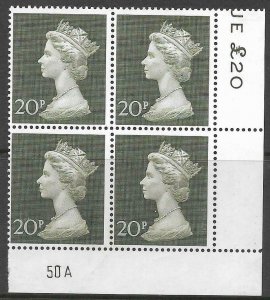 1970 20p Decimal Machin Cylinder 50A UNMOUNTED MINT