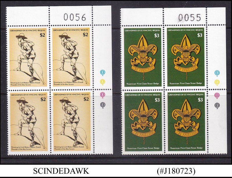 ST. VINCENT GRENADINES BEQUIA - 1991 BOY SCOUT TRAFFIC LIGHT BLOCK OF 4 - 2V MNH