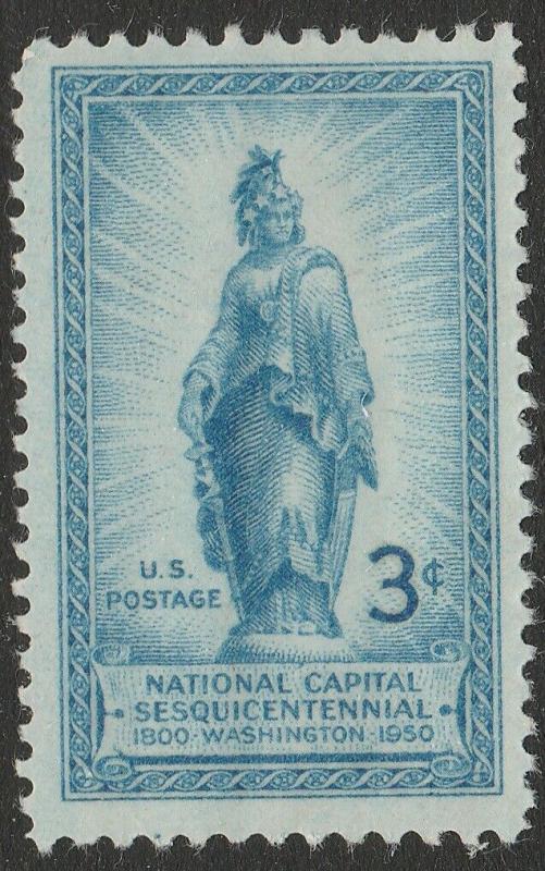 US 989 National Capital Sesquicentennial Statue of Freedom 3c single MNH 1950