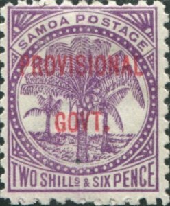 Samoa 1899 SG97 2/6d reddish purple Palm Tree PROVISIONAL GOVT. ovpt MLH