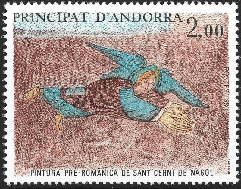 Andorra French #284  MNH - Art Fresco Angel (1980)