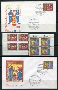 Germany, Berlin Christmas Stamp Blocks & First Day Covers MNH 1972