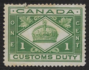 Canada #Bar CA C1A 1c Customs Duty