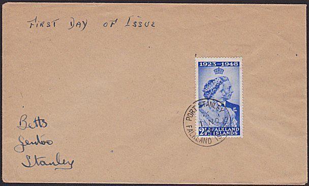 FALKLAND IS 1948 SW 2½d FDC - Port Stanley cds..............................7434